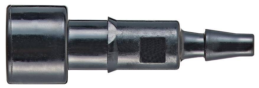 Eine Nahaufnahme der Metallspitze und des Griffbereichs eines Stiftes vor weißem Hintergrund.