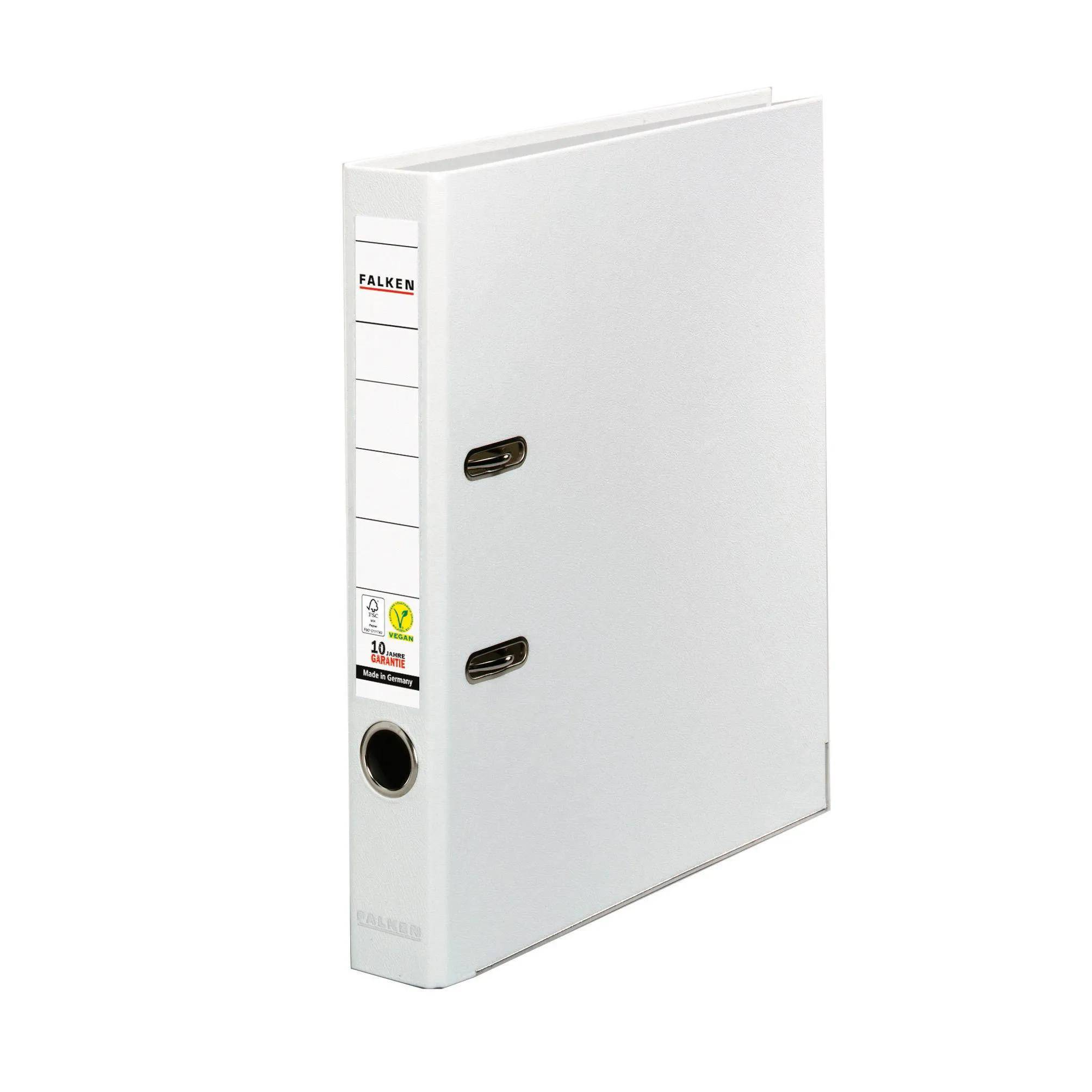 Falken 25x PP-Color-Ordner A4, Rücken 50mm, mit Einsteckschild, Weiß, 09984121F