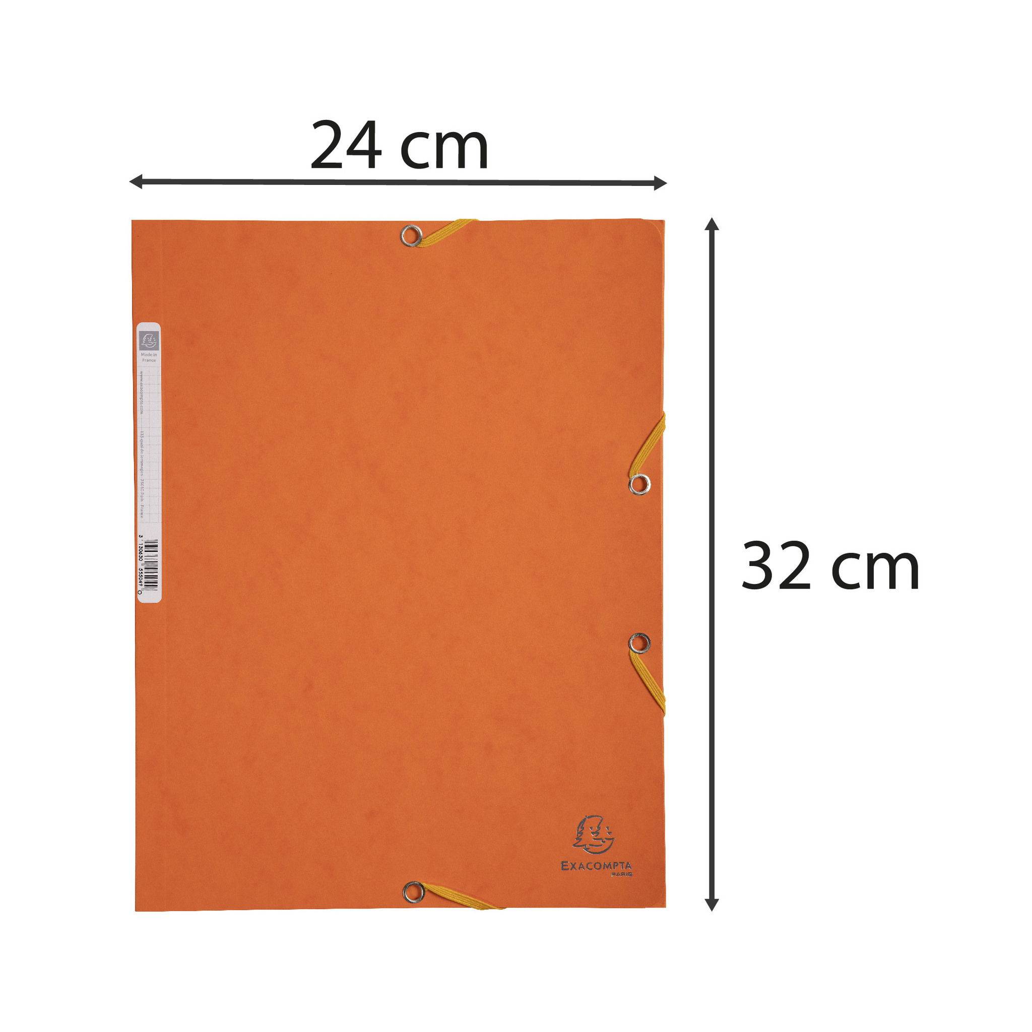 Exacompta 25x Sammelmappe + Gummizug 3 Klappen Karton 400g/m2 A4 Orange 55504E