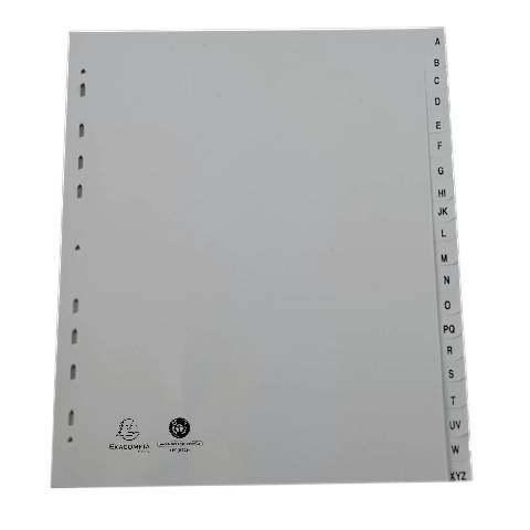 Exacompta 10x Register A4 grauem RC-PP 120µ Taben A-Z 20 Positionen Grau 1920E