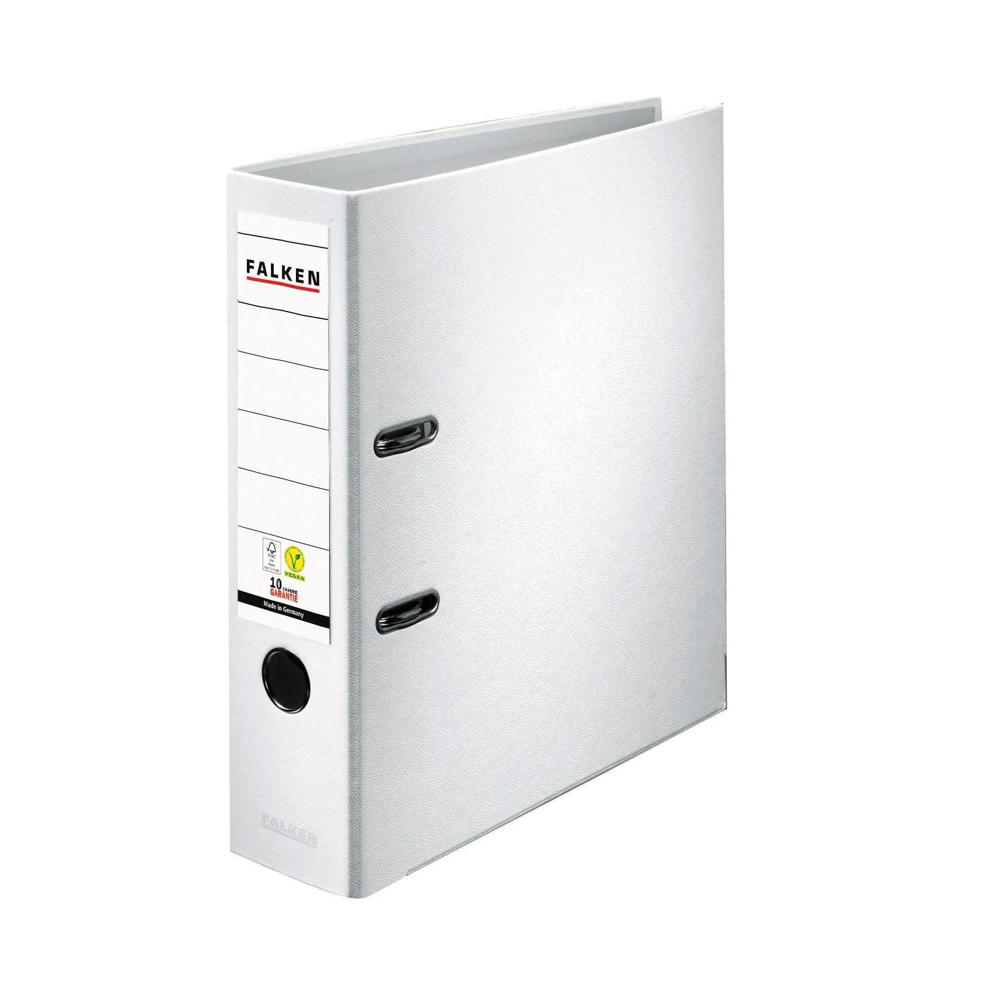 Falken 20x PP-Color-Ordner A4, Rücken 80mm, mit Einsteckschild, Weiß, 09984030F