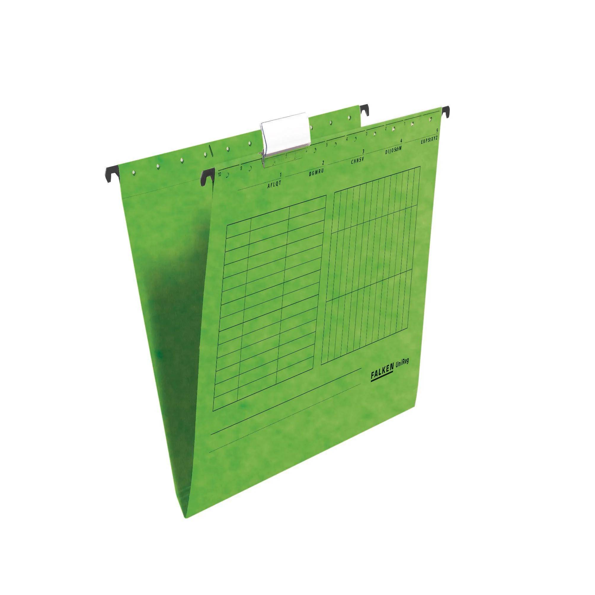 Falken 25x Hängemappe UniReg 230g/m2-Kraftkarton seitlich offen Grün 80002520F