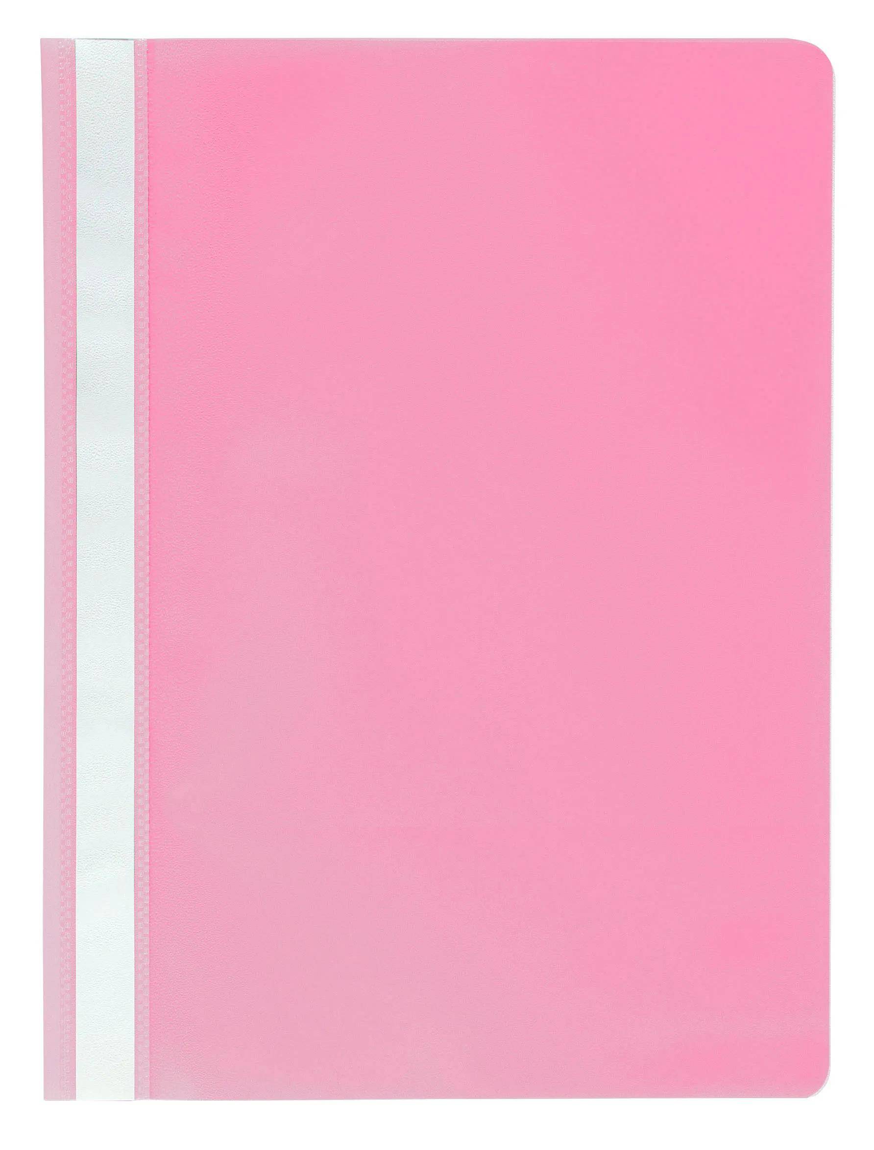 Ein rosa Notizbucheinband mit weißem Rücken, ohne Text oder Verzierungen. Schlicht und leuchtend gestaltet.