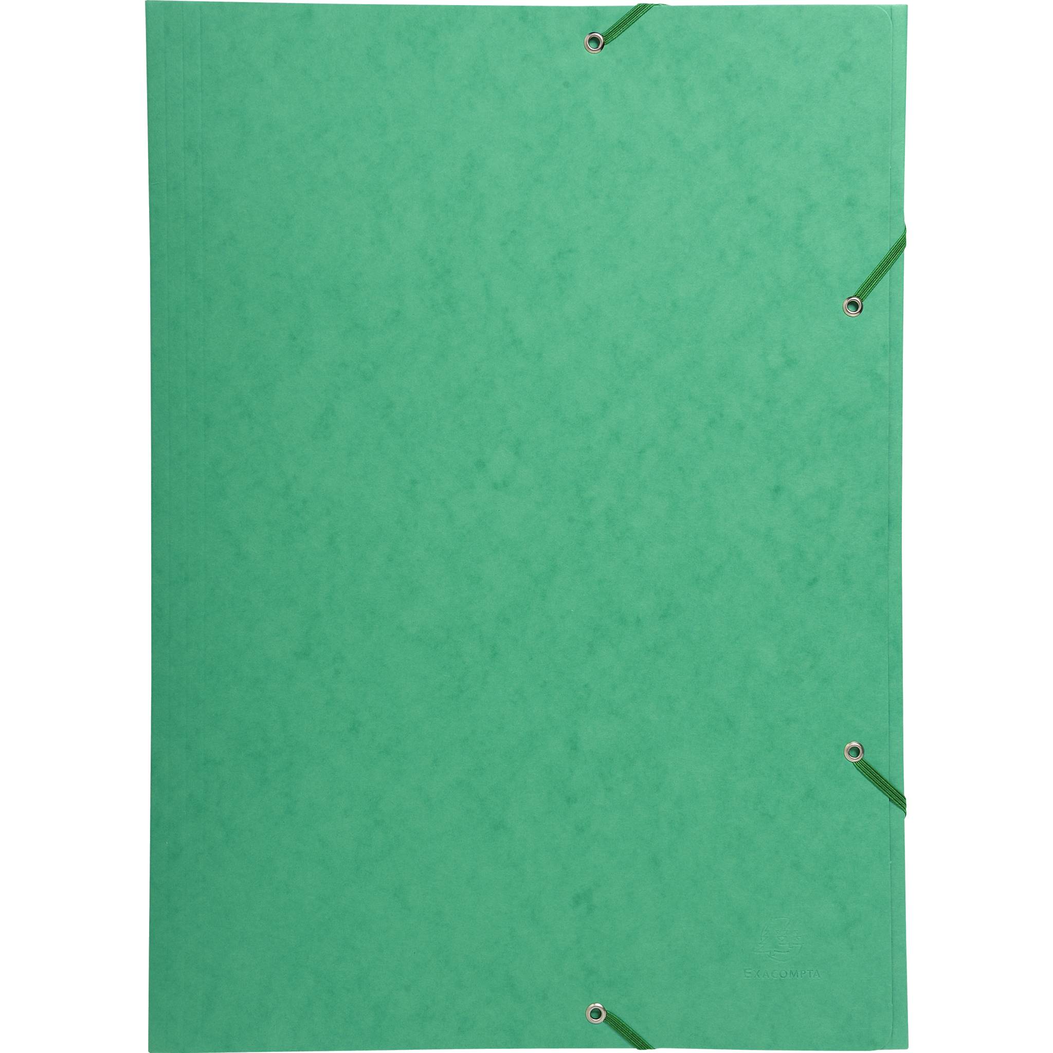 Exacompta 5x Sammelmappe + Gummizug, 3 Klappen Karton, 600g/qm, A3, Grün, 59515E