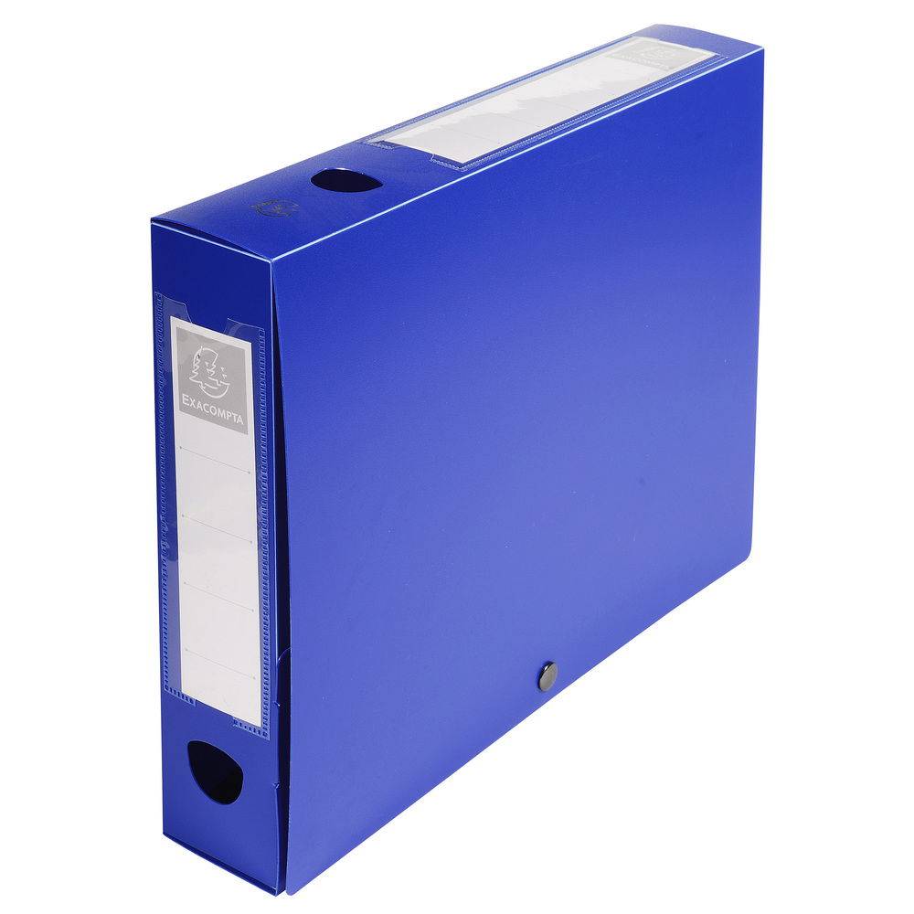 Exacompta 10x Archivbox + Knopf, PP 700µ, Rücken 60mm, A4, Blau, 59632E
