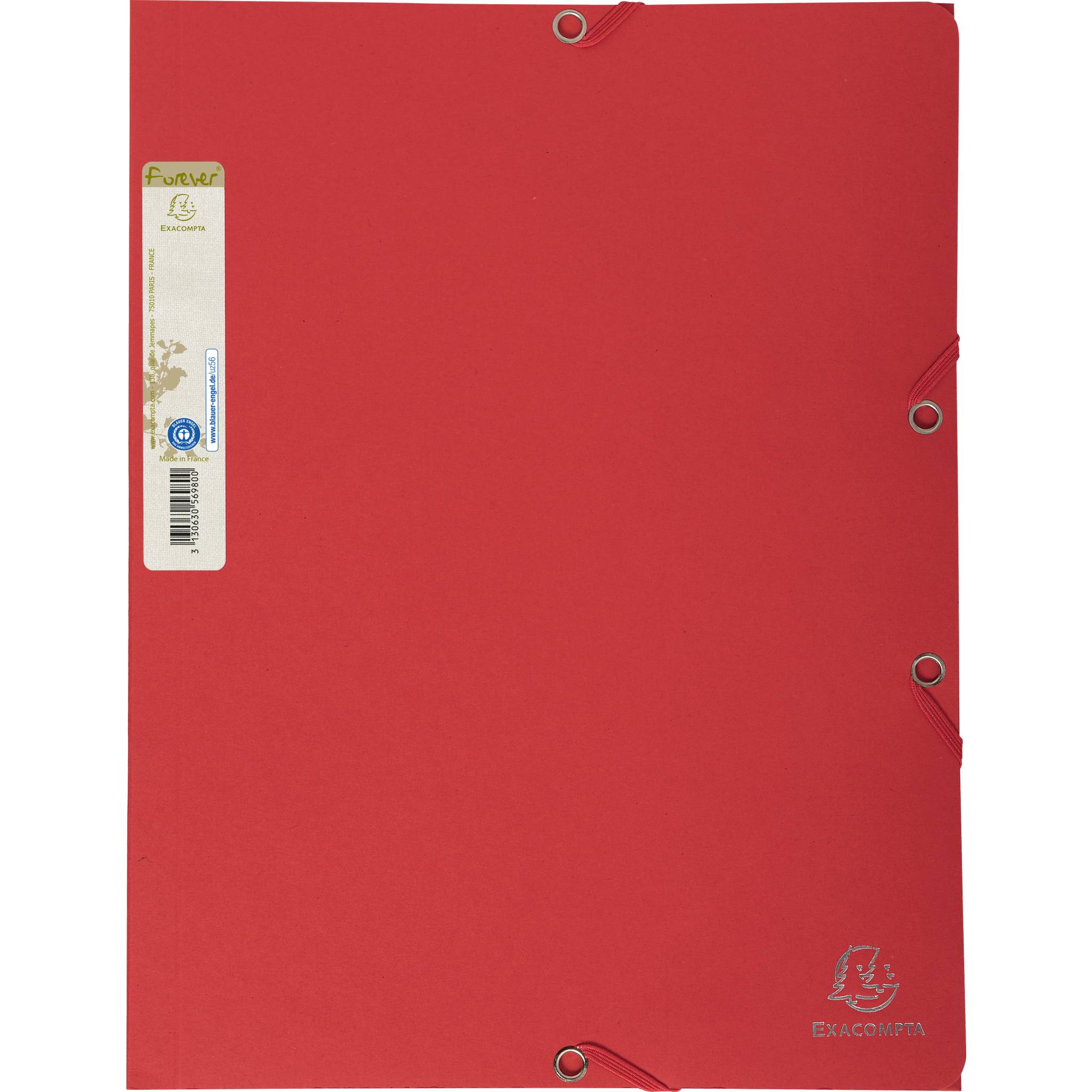 Exacompta 25x Sammelmappe +Gummizug 3 Klappen A4 RC Kart. Rot 56985E