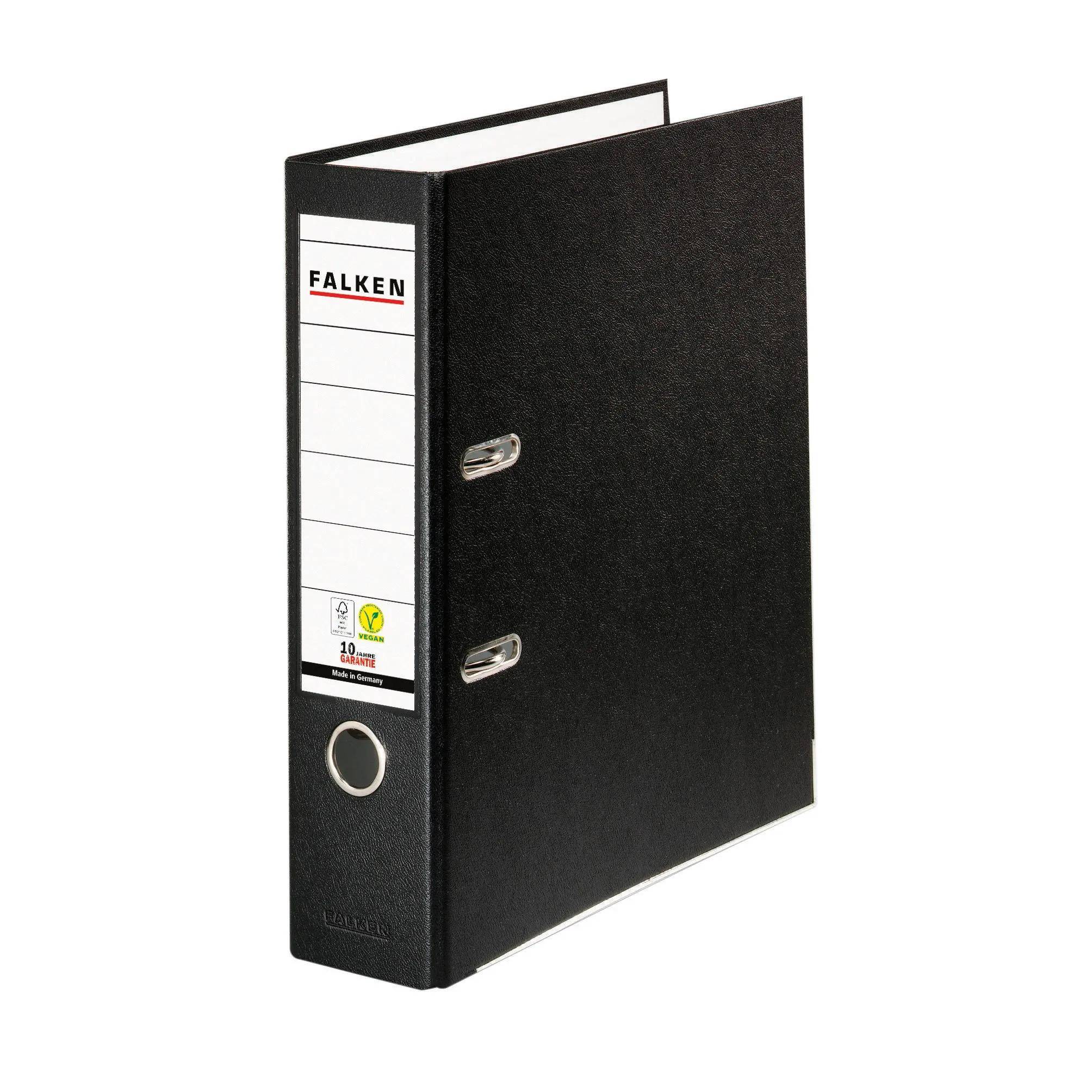 Falken 20x PP-Color-Ordner A4, Rücken 80mm, + Einsteckschild, Schwarz, 09984089F