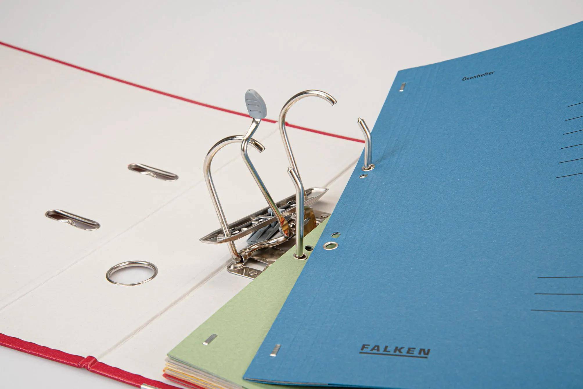 Falken 50x Ösenhefter A4 RC-Krt. 1/1 Vorderd., kaufm./Behördenhe, Rot, 80000557F