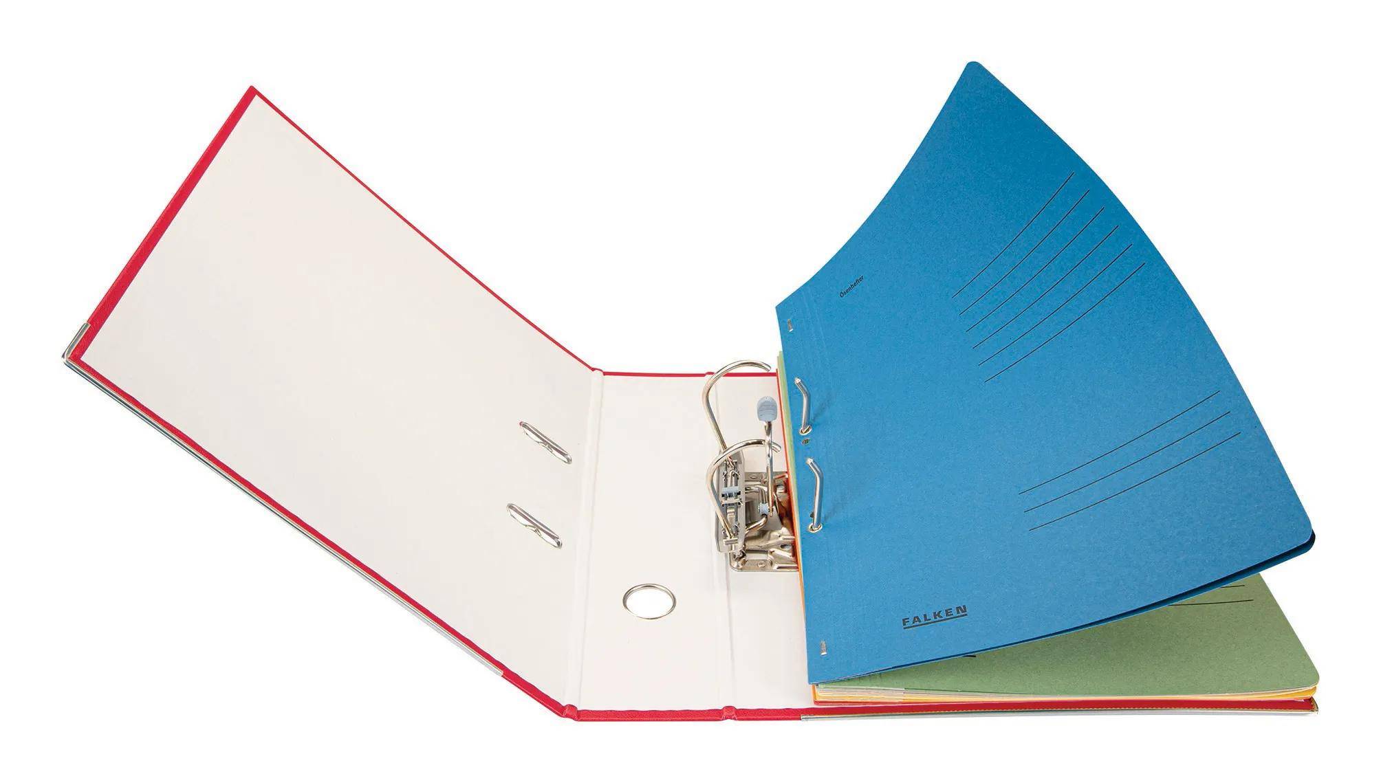 Falken 50x Ösenhefter A4 RC-Krt. 1/1 Vorderd., kaufm./Behördenhe, Rot, 80000557F
