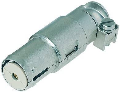 Ein silberner Hydraulikzylinder aus Metall mit einer Befestigungshalterung, der typischerweise in industriellen Maschinen zur Bewegungssteuerung eingesetzt wird.