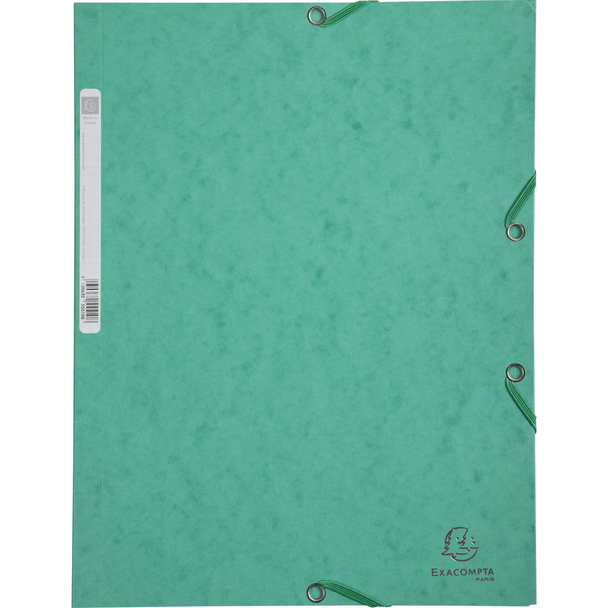 Exacompta 25x Sammelmappe + Gummizug 3 Klappen Karton 400g/m2 A4 Grün 55503E