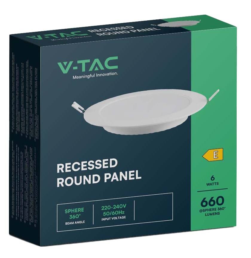 V-TAC LED-Einbauleuchte VT-61006, EEK: E, 6 W, 660 lm, 3000 K