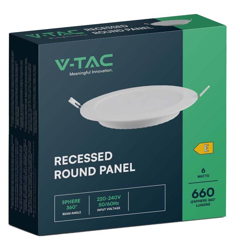 V-TAC LED-Einbauleuchte VT-61006, EEK: E, 6 W, 660 lm, 3000 K