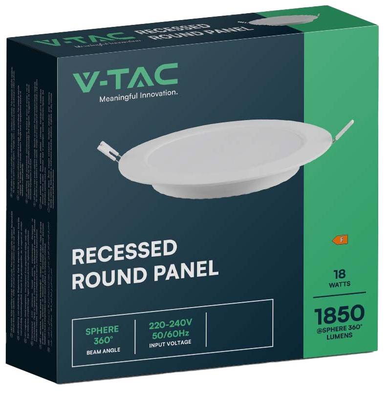 V-TAC LED-Einbauleuchte VT-61018, EEK: F, 18 W, 1850 lm, 3000 K