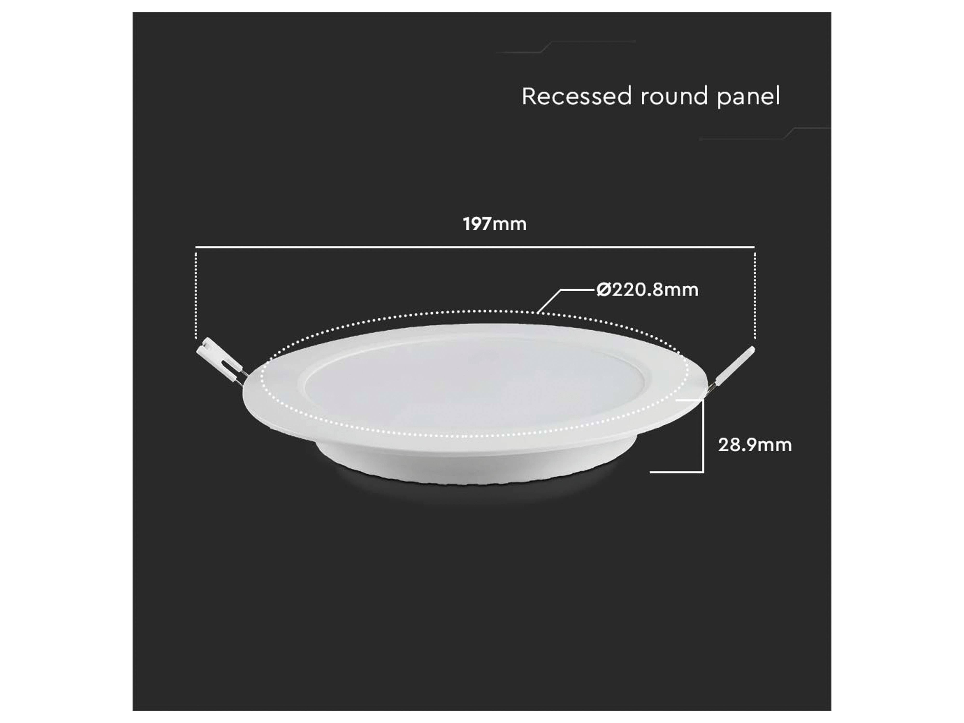 V-TAC LED-Einbauleuchte VT-61018, EEK: F, 18 W, 1850 lm, 3000 K