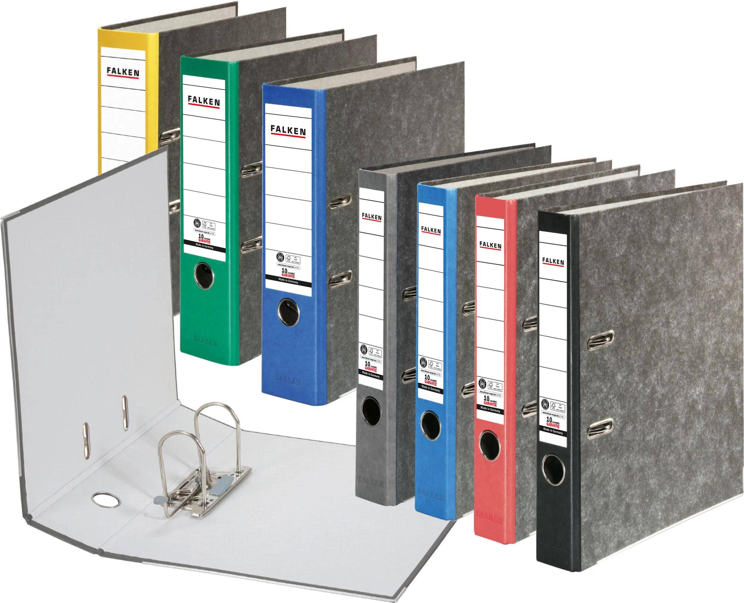 Falken 20x Ordner RC-Wolkenmarmor A4 farbiger Rücken 80mm Rücken blau 80024607F