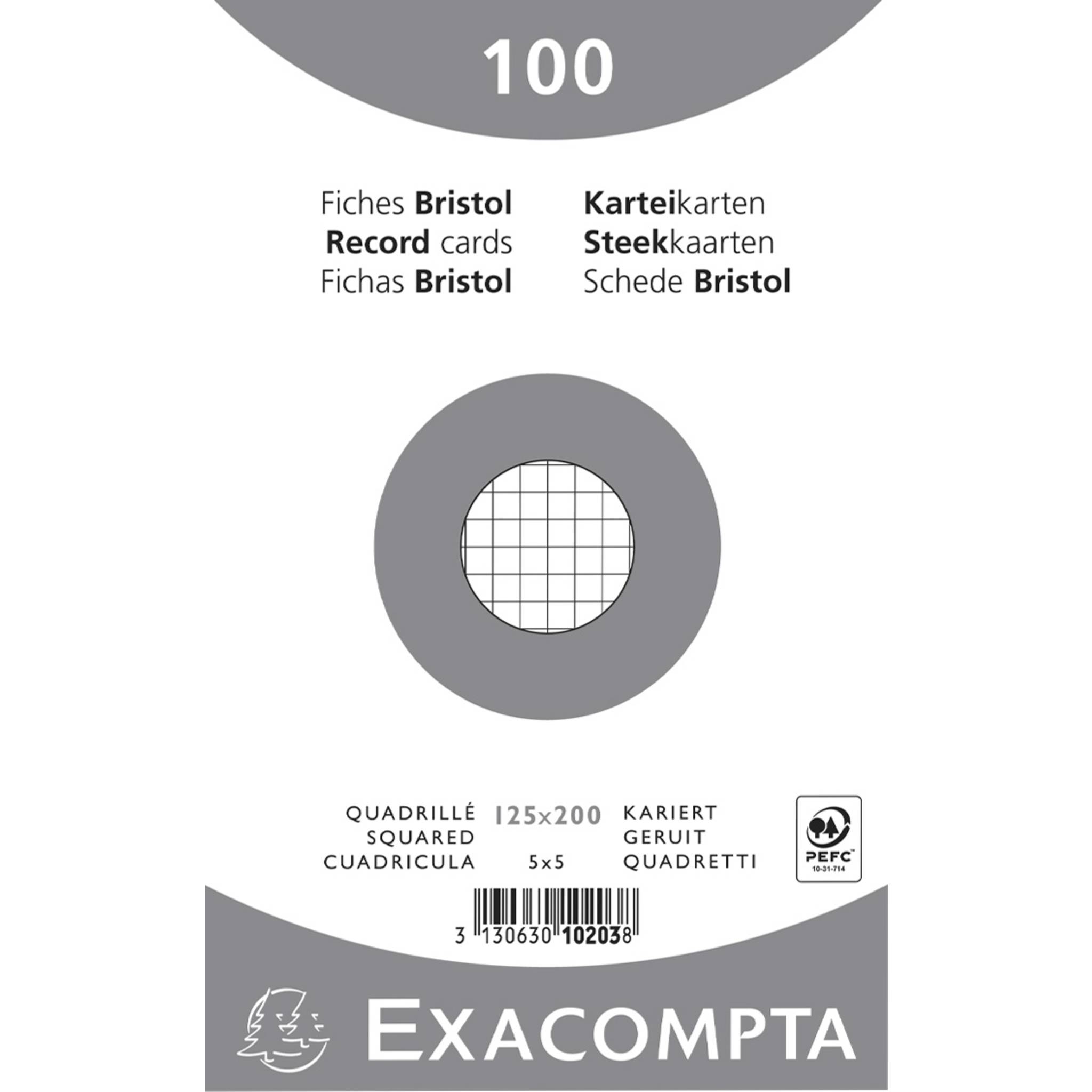 Exacompta 12x Karteikarten 125x200mm kariert 100 Stück eingeschweißt Weiß 10203E