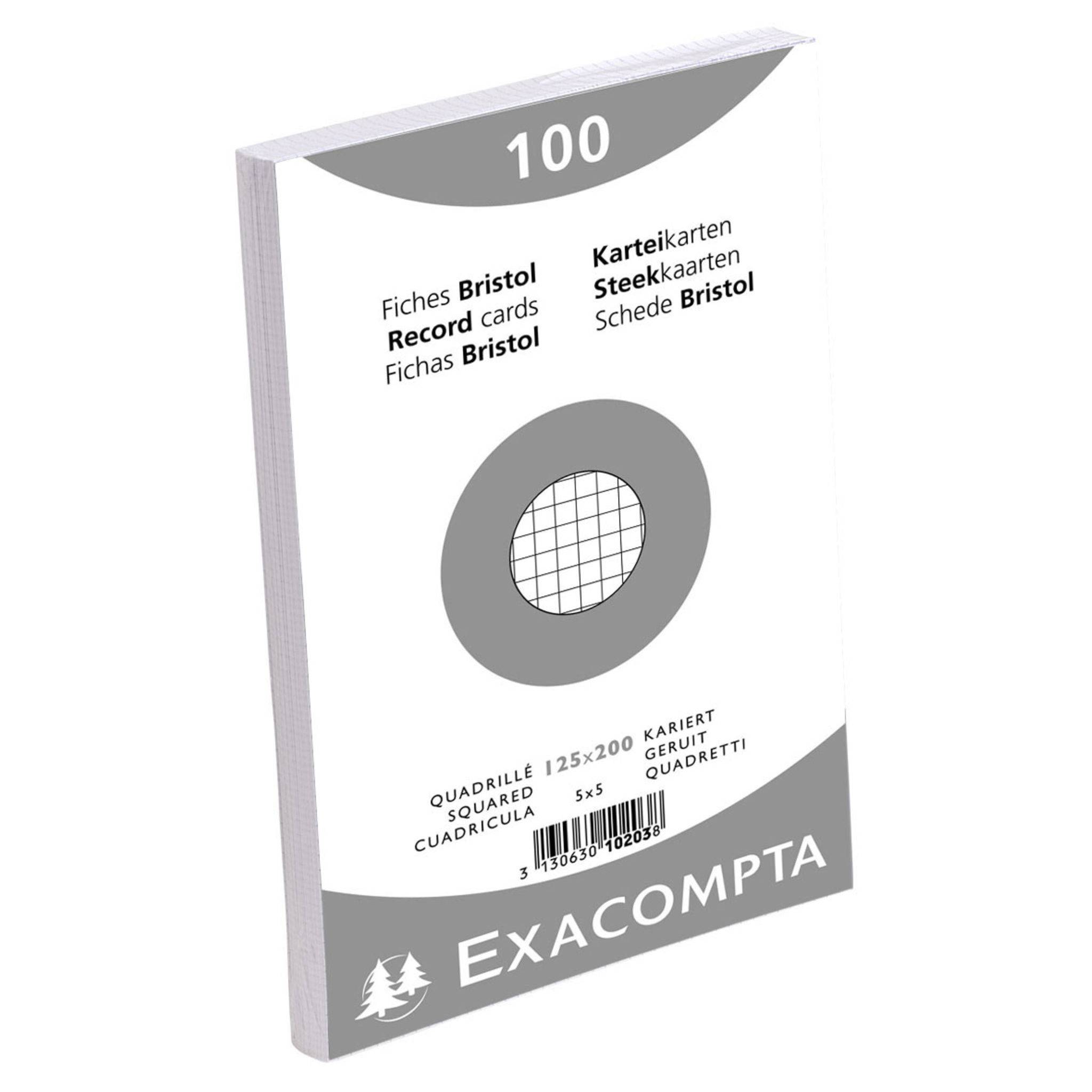 Exacompta 12x Karteikarten 125x200mm kariert 100 Stück eingeschweißt Weiß 10203E