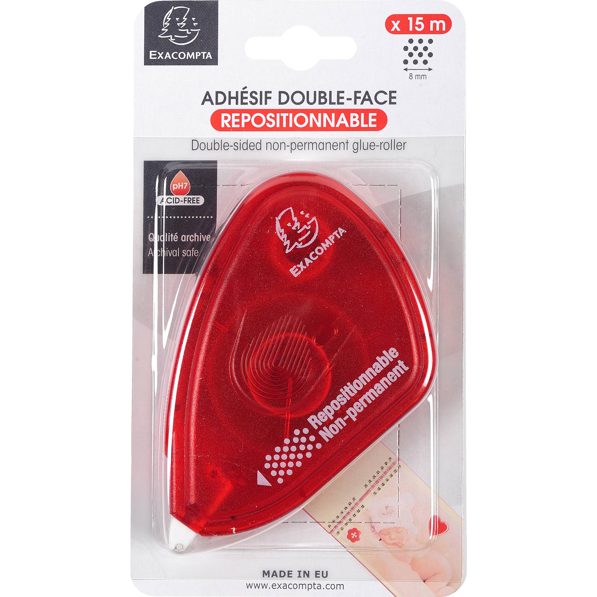 Exacompta 6x Klebebandroller doppelseitiges Klebeband Fotos 15m Himbeer 12997E