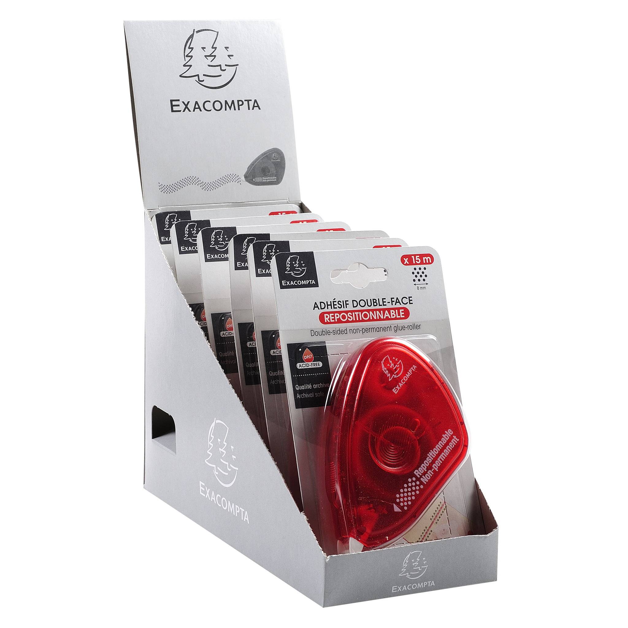 Exacompta 6x Klebebandroller doppelseitiges Klebeband Fotos 15m Himbeer 12997E