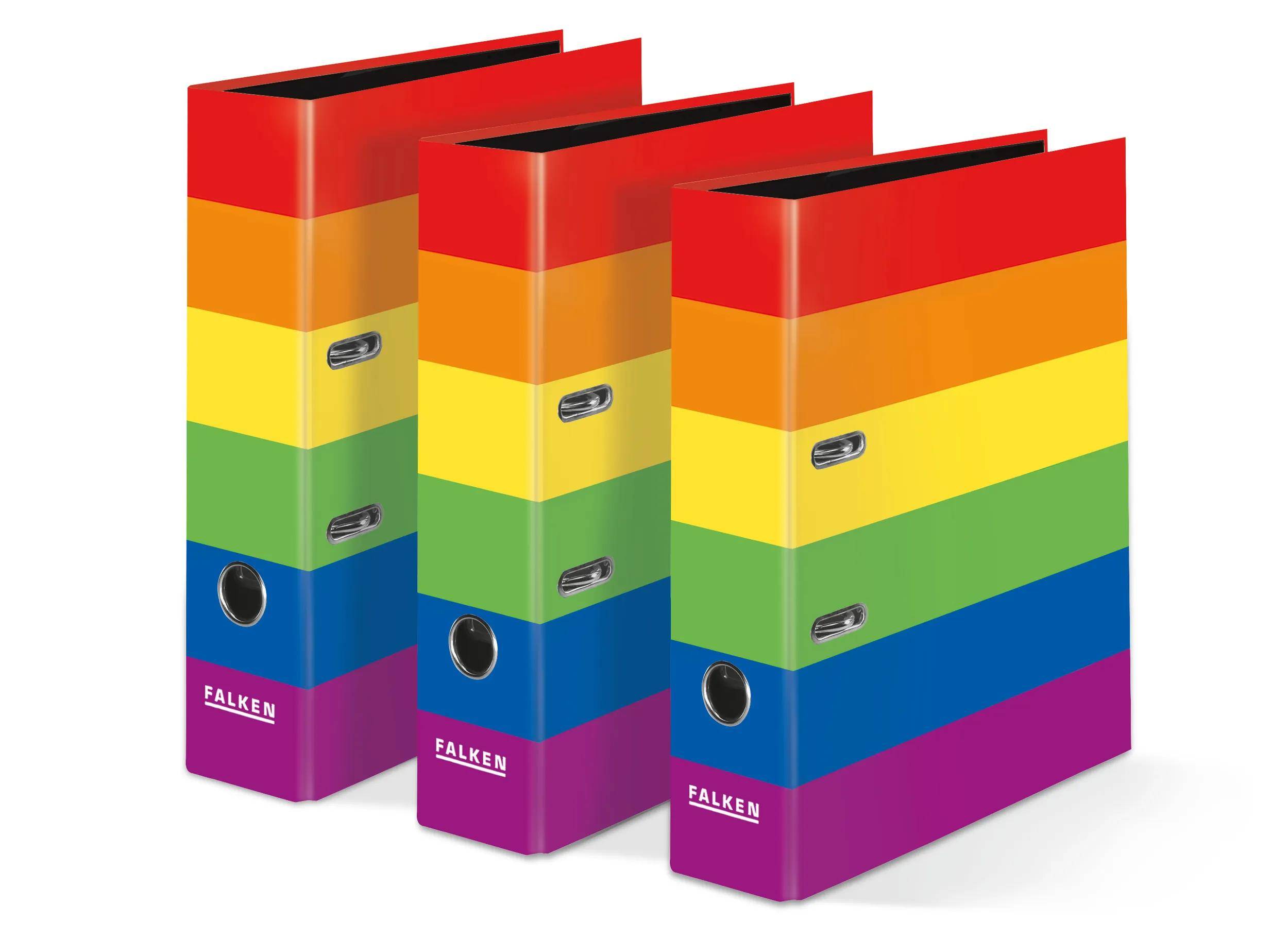 Falken 10x Motivordner Harlekin A4 Rücken 8cm Griffloch Regenbogen 21001368F