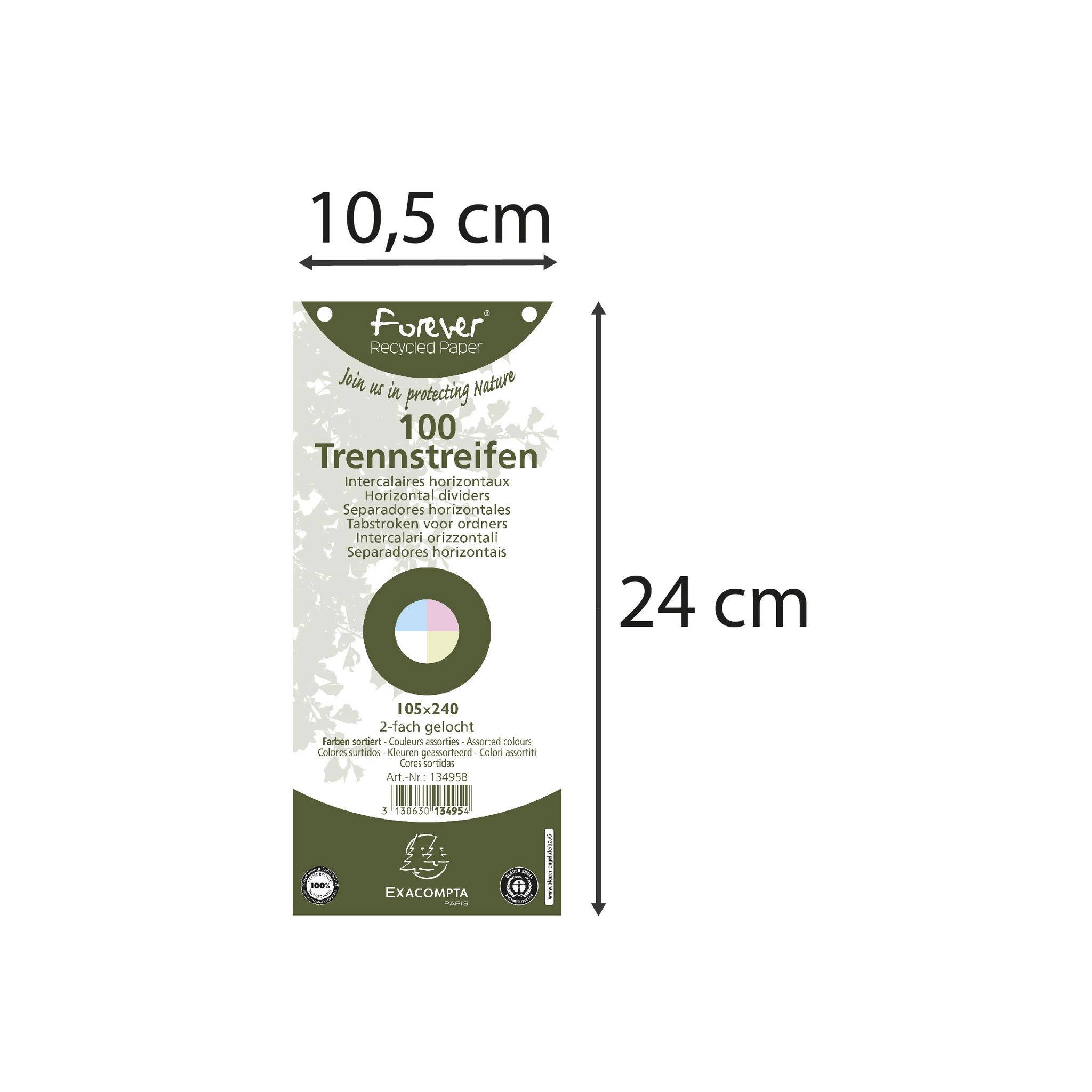 Exacompta 12x 100 Trennstreifen 2-fach gelocht RC Kart 105x240mm sortiert 13495B