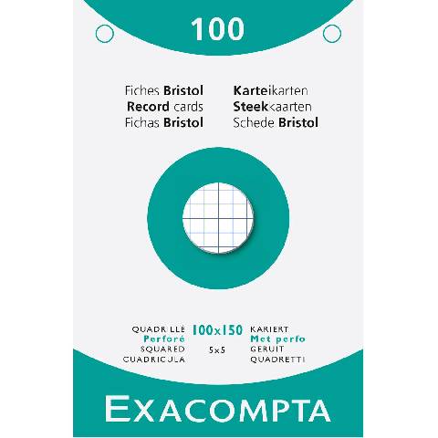 Exacompta 10x 100er Karteikarten A6 gelocht Weiß 13602E