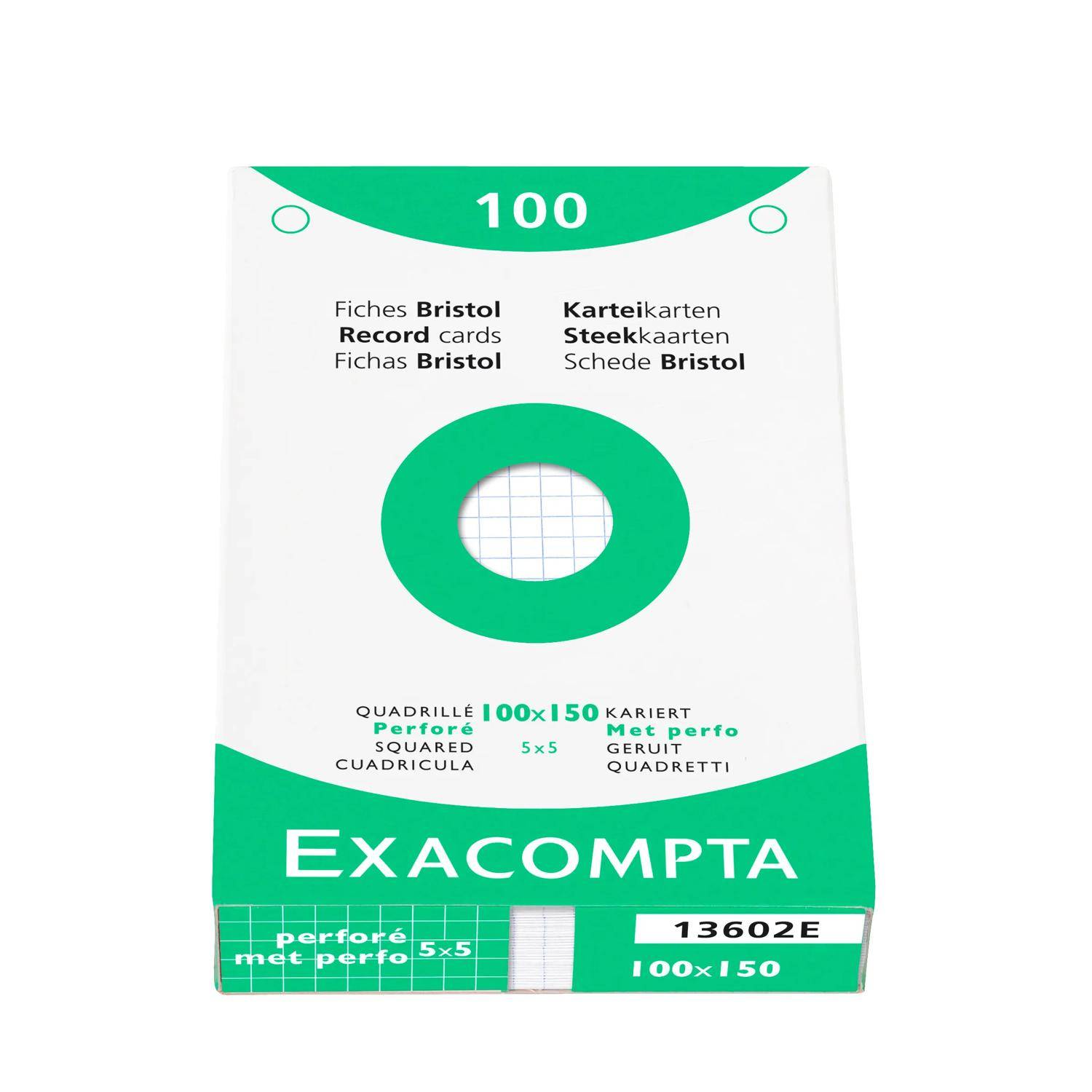 Exacompta 10x 100er Karteikarten A6 gelocht Weiß 13602E