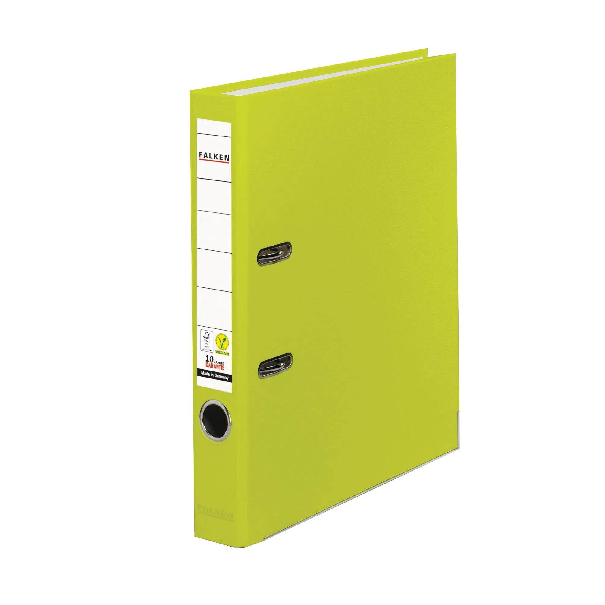 Falken 25x PP-Color-Ordner A4 Rücken 50mm + Einsteckschild Neongrün 23001080F