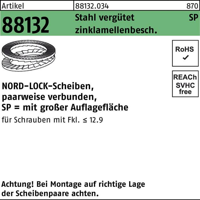 Unterlegscheibe R 88132 geklebt NL 12 SP Sta zinklamellenb. 100St. NORD-LOCK