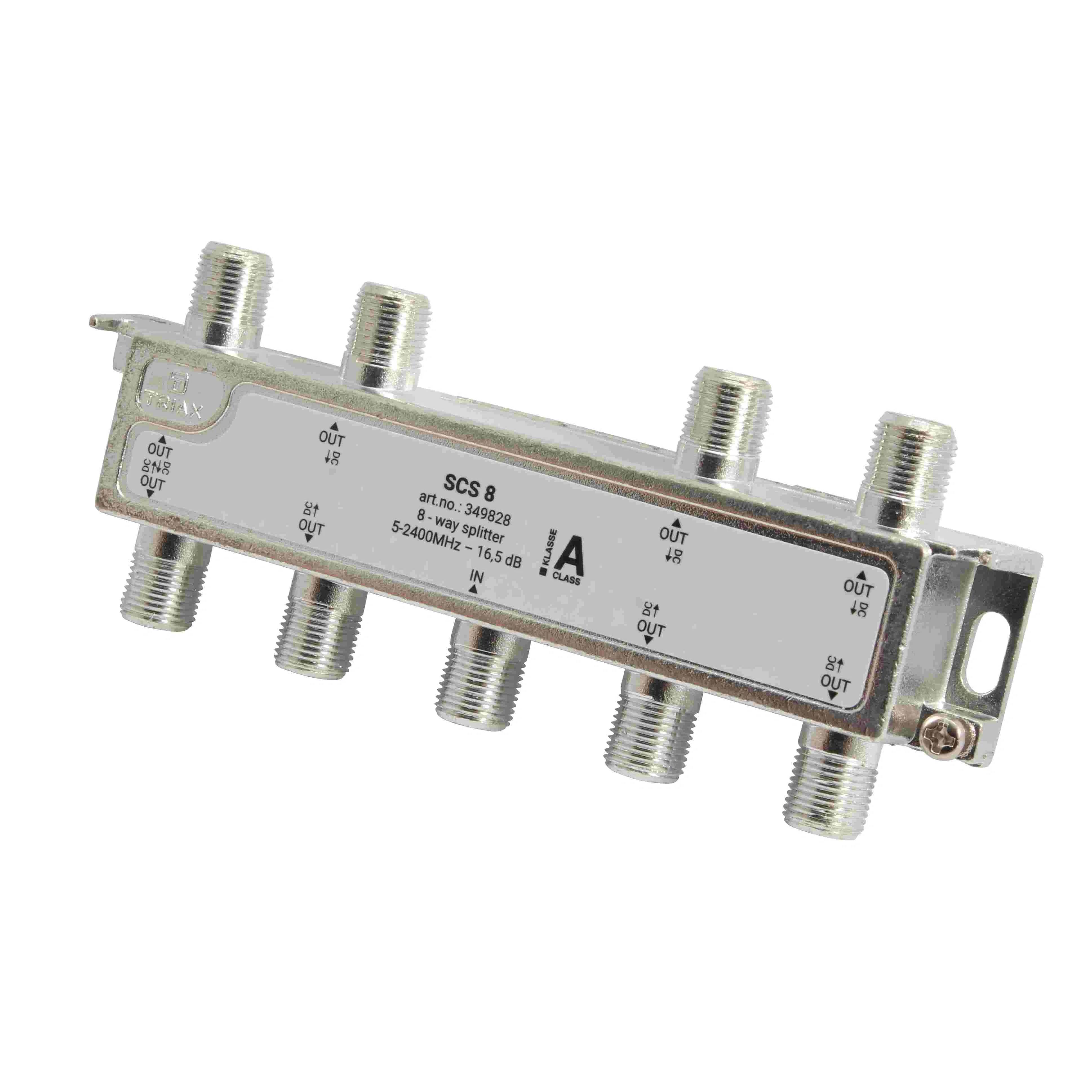 Metallischer koaxialer Kabel-Splitter mit der Bezeichnung „SCS 8