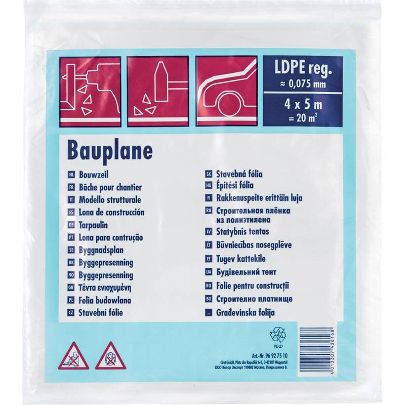 WESTEX Bauplane, LDPE, 75 my, schwarz, 4 x 5 m