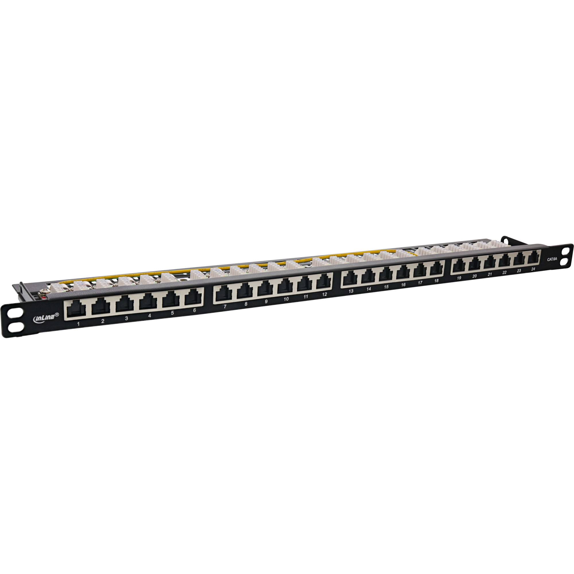 INLINE - 19"" Patchfeld Cat.6A 0,5 HE 24-fach - mit Staubschutz - schwarz