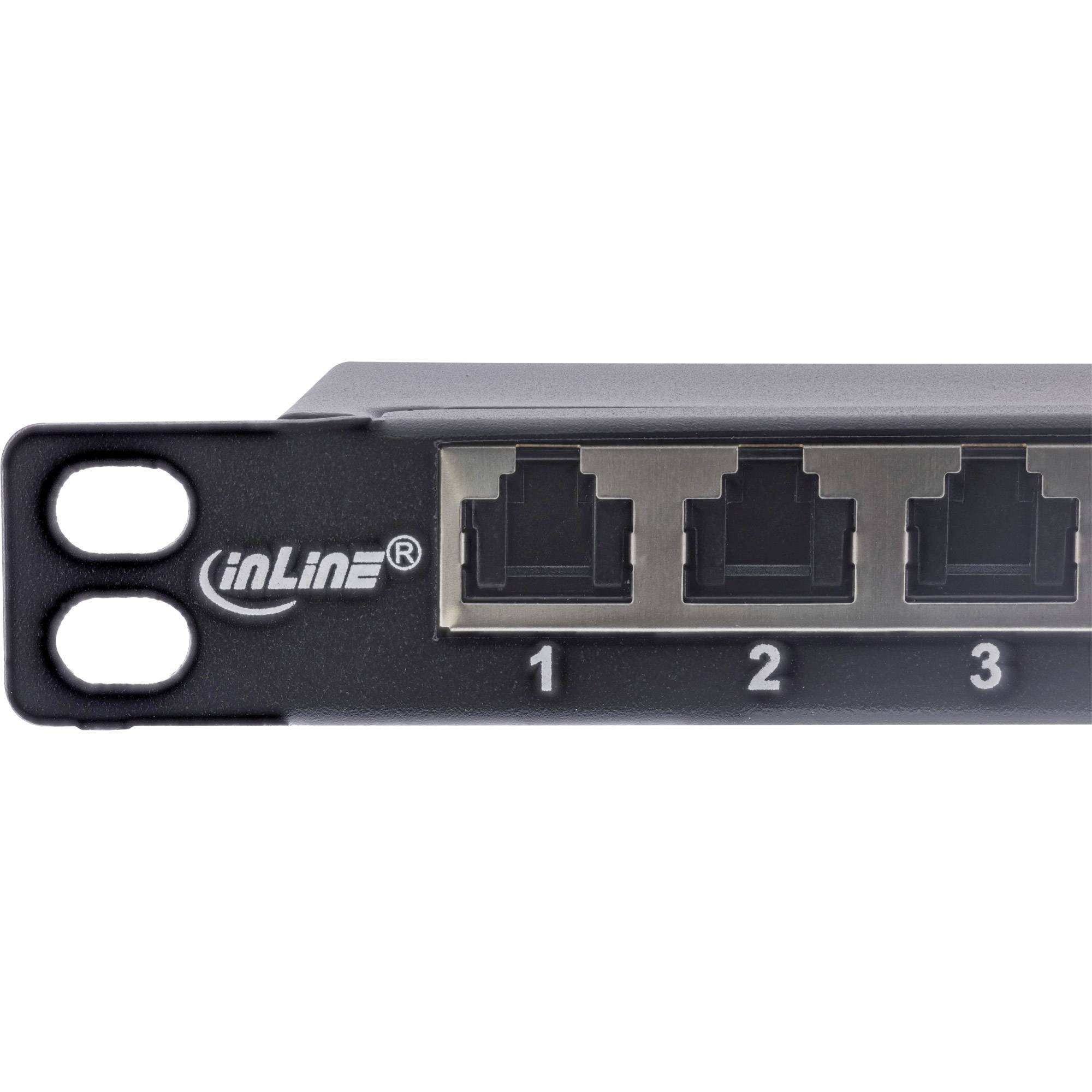 INLINE - 19"" Patchfeld Cat.6A 0,5 HE 24-fach - mit Staubschutz - schwarz