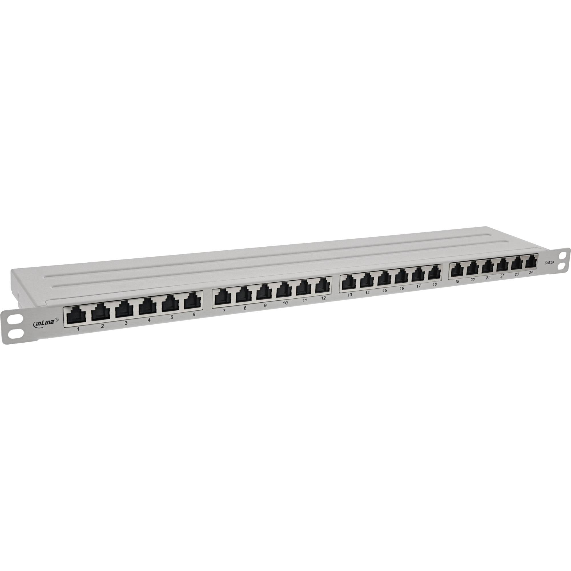 INLINE - 19"" Patchfeld Cat.6A 0,5 HE 24-fach - mit Staubschutz - grau