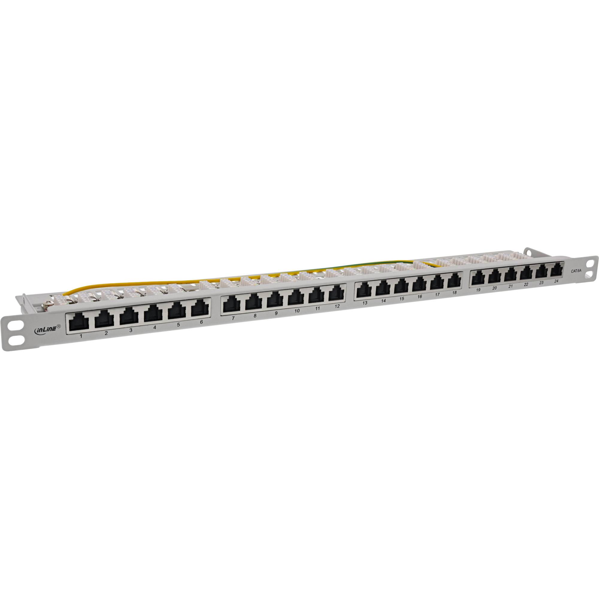 INLINE - 19"" Patchfeld Cat.6A 0,5 HE 24-fach - mit Staubschutz - grau