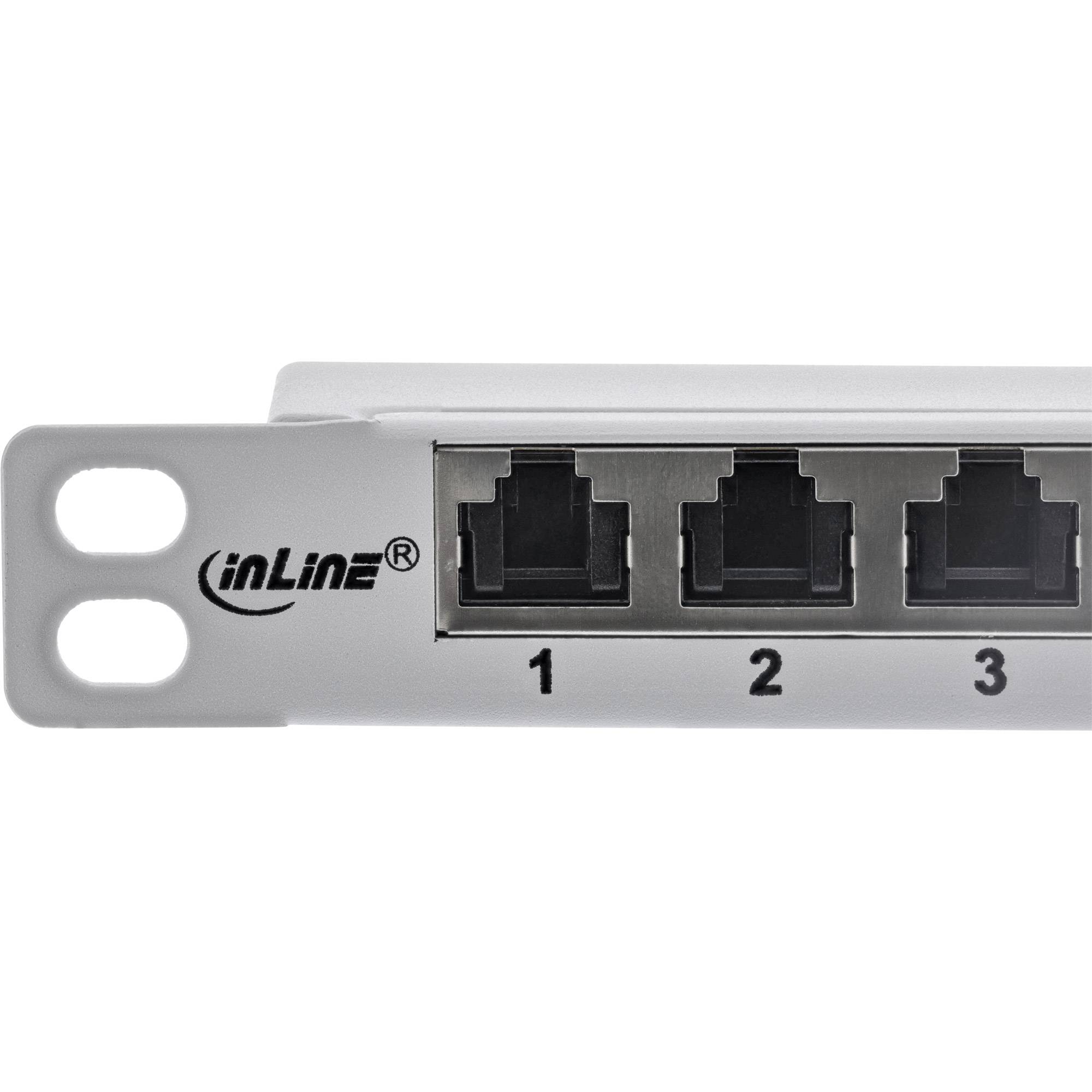 INLINE - 10"" Patchfeld Cat.6A 0,5HE 12-fach - lichtgrau - RAL7035 - mit Staubschutz