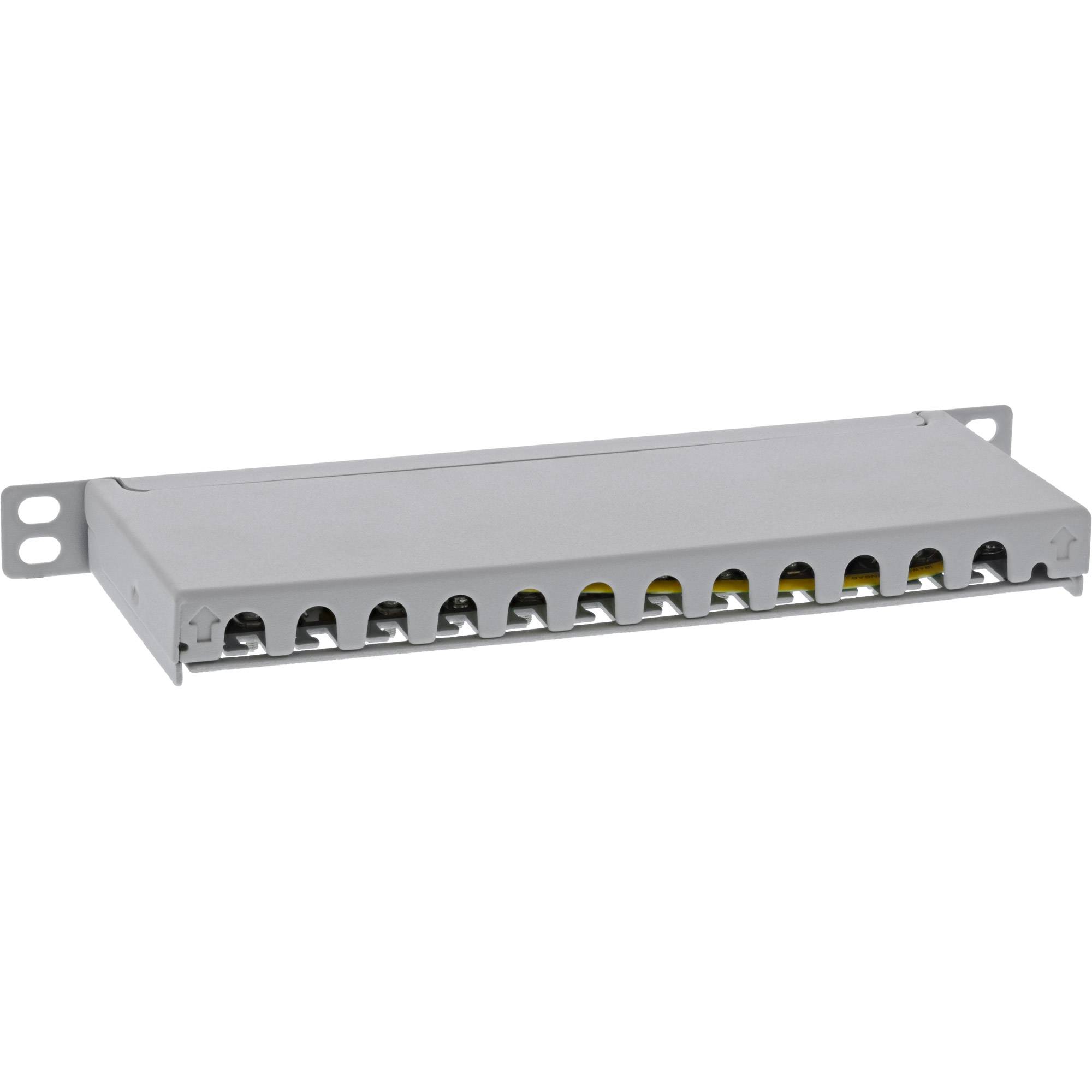INLINE - 10"" Patchfeld Cat.6A 0,5HE 12-fach - lichtgrau - RAL7035 - mit Staubschutz