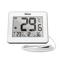 Mebus 01074, Elektronisches Umgebungsthermometer, Indoor/Outdoor, Digital, Weiß, Rechteckig, F, °C
