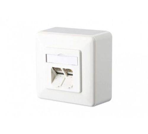Metz Connect Datendose E-DAT C6A, Cat.6A (ISO), 2-fach, Aufputz, reinweiß RAL 9010