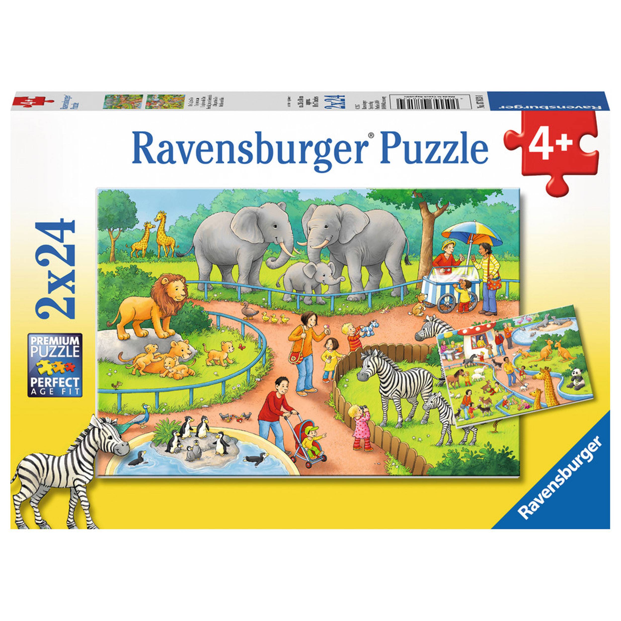 Ravensburger Puzzle Ein Tag Im Zoo, Inklusive Mini-Poster, 2 x 24 Teile, 07813 4