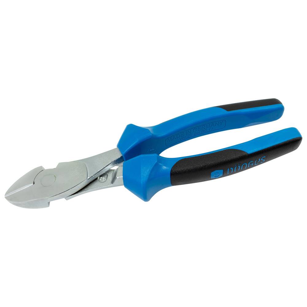 Blau-griffe Seitenschneider auf weißem Hintergrund; entwickelt zum Schneiden von Draht und Kabel.