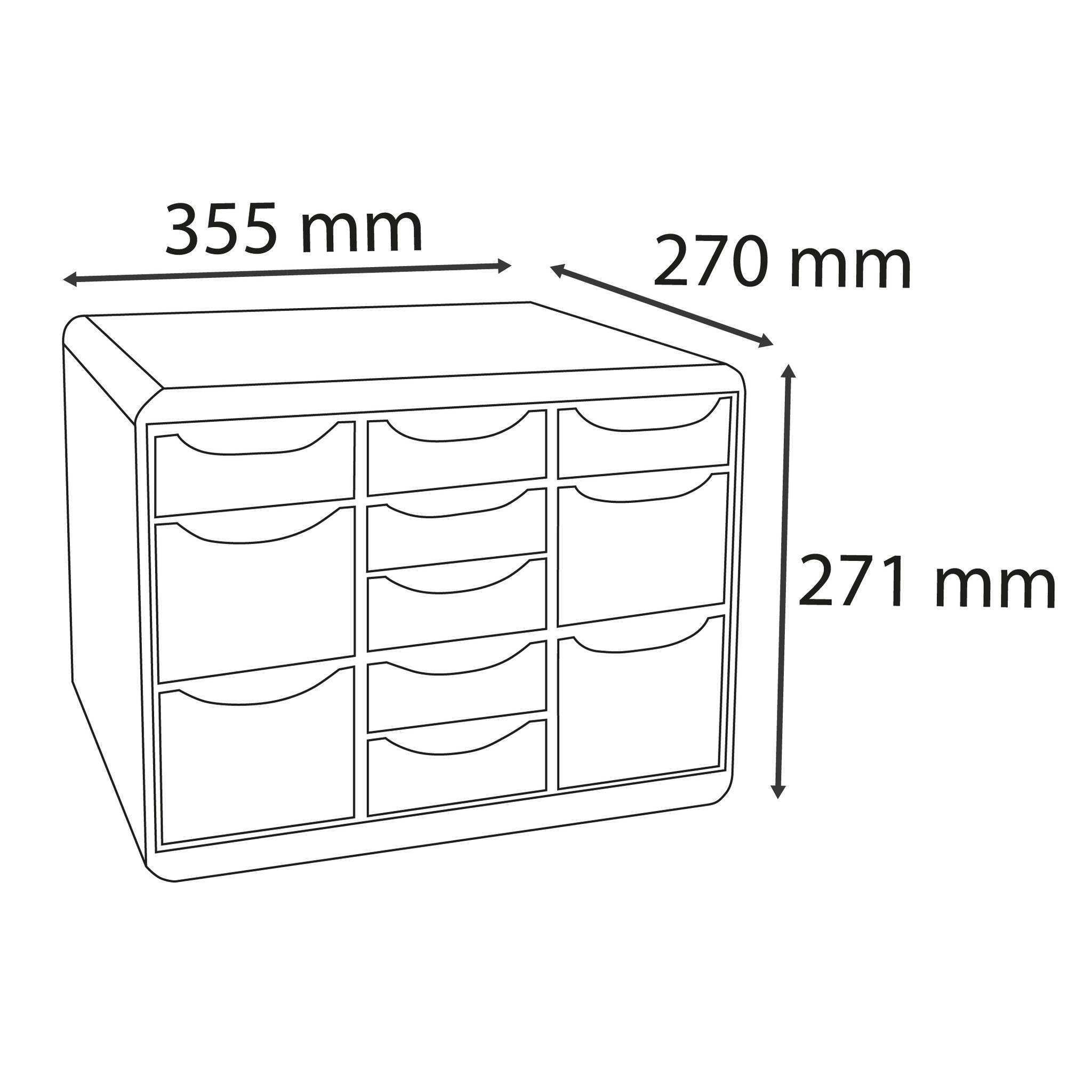 Exacompta Schubladenbox STORE BOX MULTI 11 offene Schubladen Lichtgrau 313740D