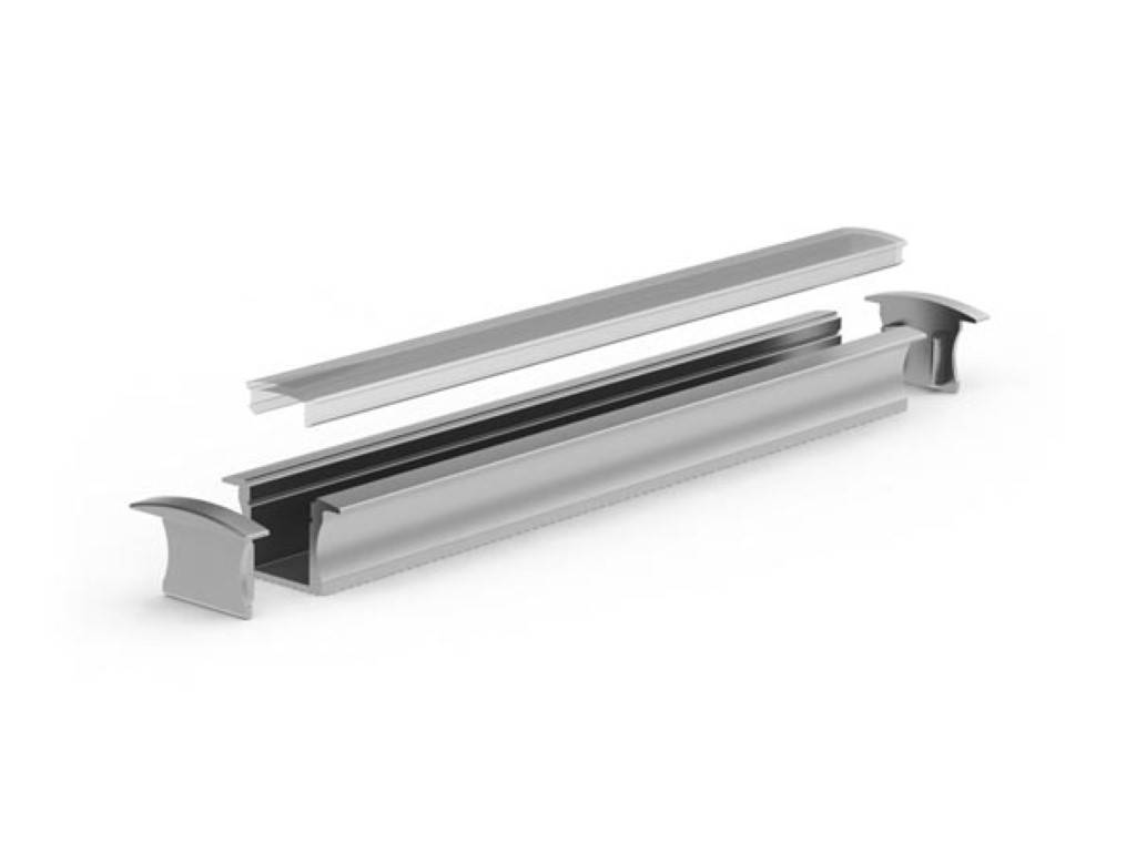 RECESSED SLIMLINE 15 mm - ALUMINIUM-EINBAUPROFIL FÜR LED-STREIFEN - ELOXIERTES ALUMINIUM - SILBER - 2 m