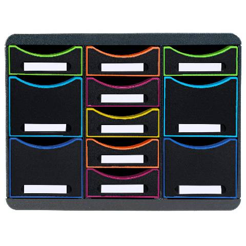 Exacompta Schubladenbox STOREBOX MULTI 11offene Schub Schwarz/Harlekin 313914D