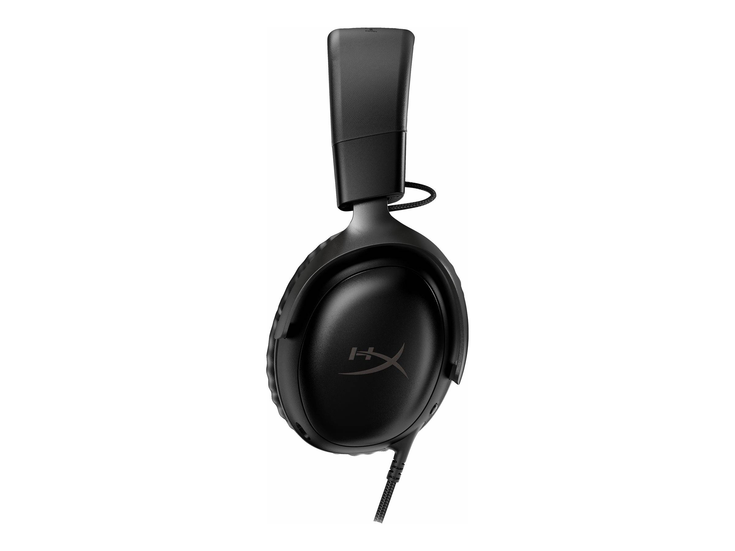 Schwarzes Over-Ear-Gaming-Headset mit gepolstertem Kopfbügel, geschlossener Ohrmuschel und angebrachtem Kabel, gezeigt auf weißem Hintergrund.