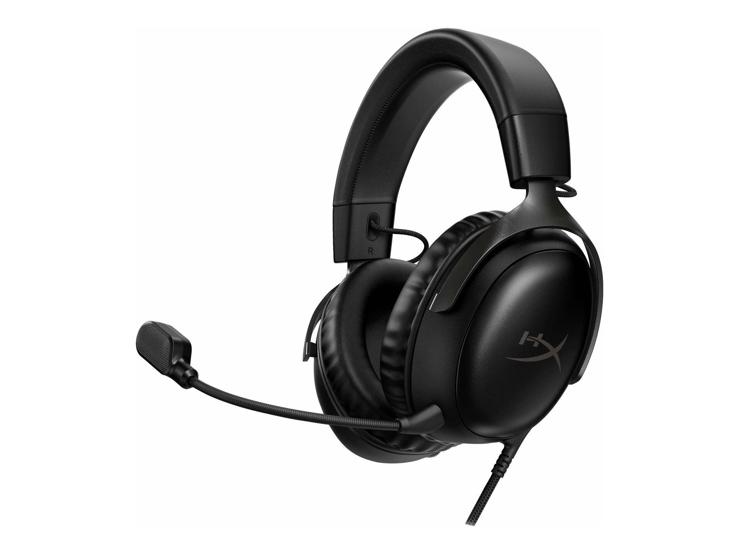 Schwarzes Over-Ear-Gaming-Headset mit Boom-Mikrofon auf weißem Hintergrund.
