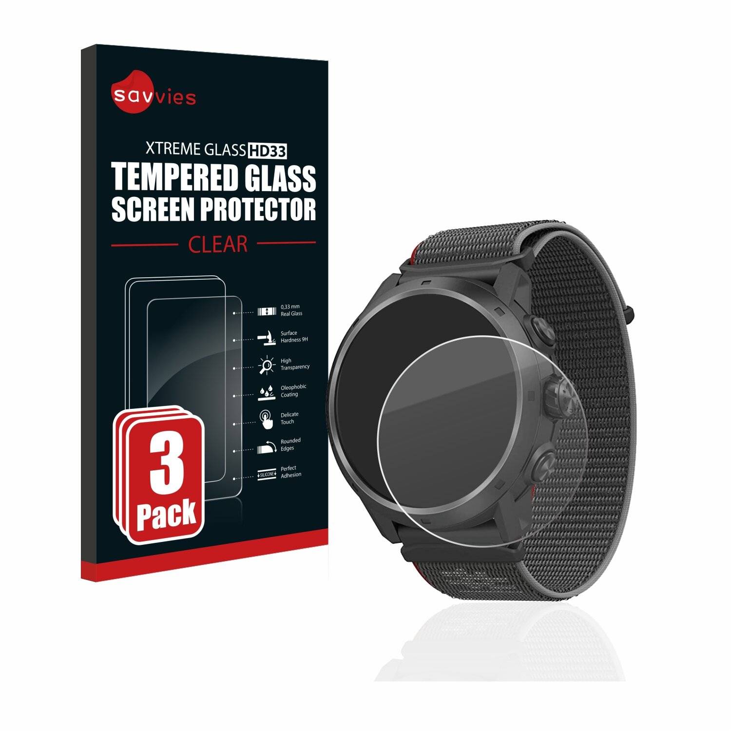 3x Savvies HD33 Clear Schutzglas für Coros Apex 2