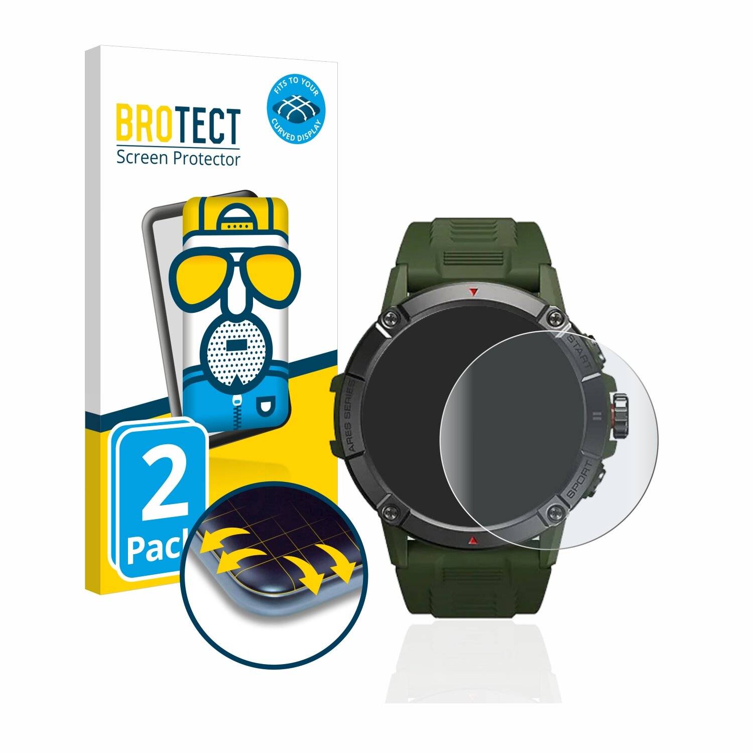2x BROTECT Flex Matte Full-Cover Displayschutzfolie für Zeblaze Ares