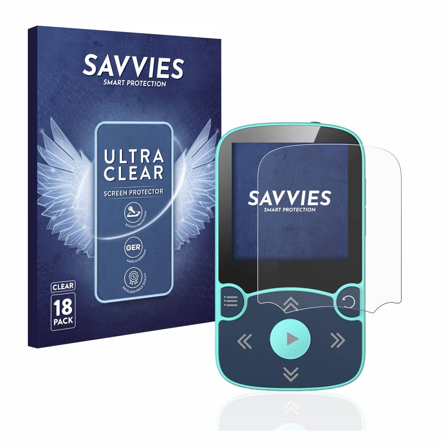 18x Savvies SU75 Displayschutzfolie für AGPtek A65X MP3 Player with